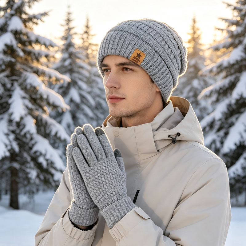 1-5PCS Winter Hat Gloves Set F - Running Gear For Winter recension och pris