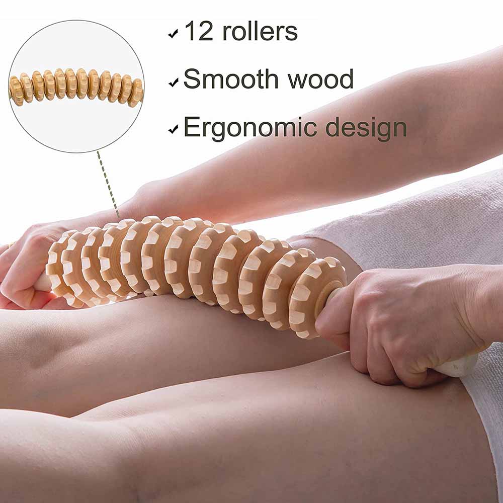 Curved Wood Massage Roller Sti - Muscle Roller Stick recension och pris