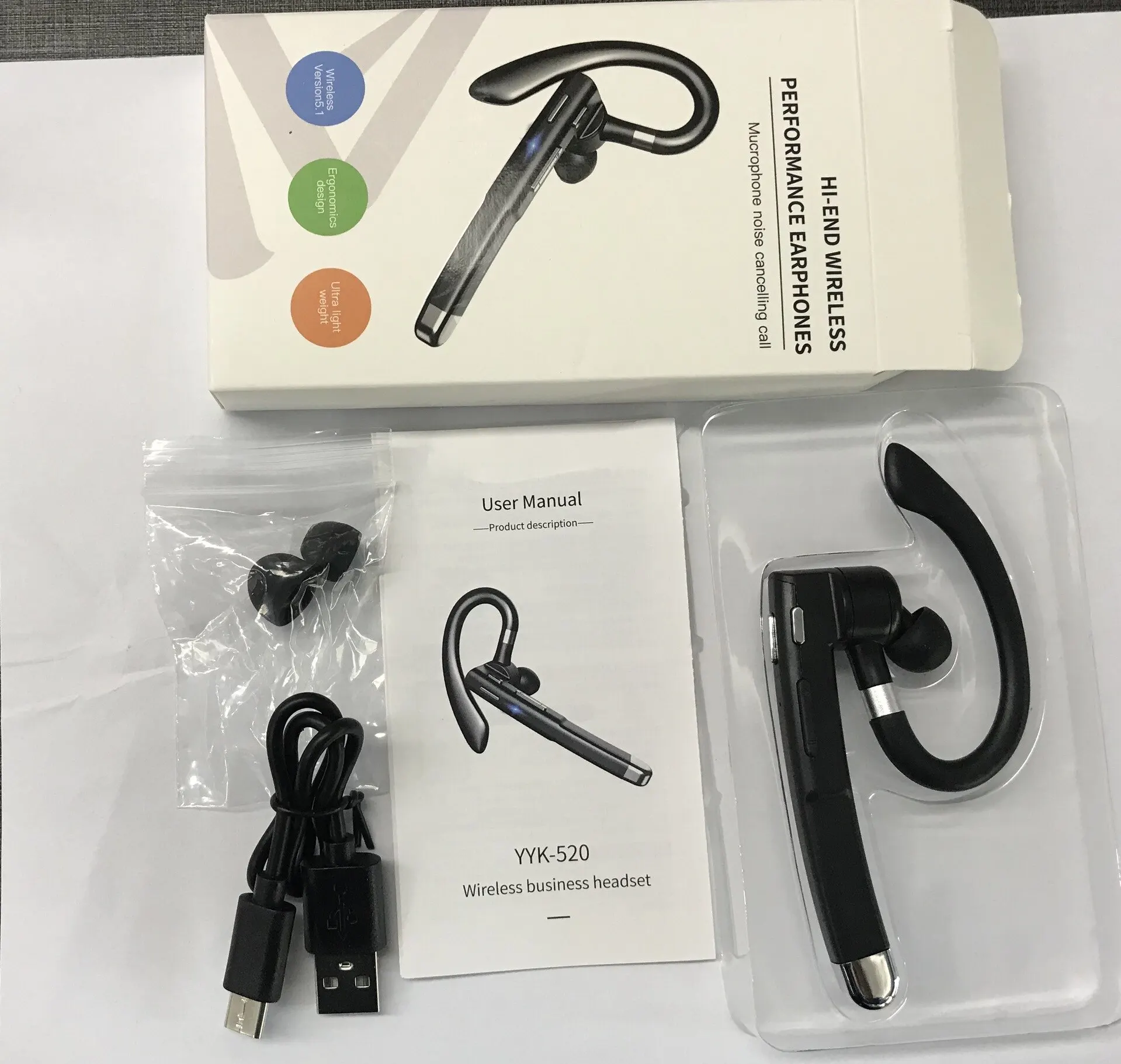 Bluetooth Headset Noise Cancel - Earphone Sport Hook recension och pris